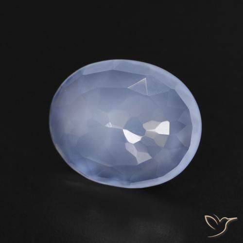 2.76ct طبيعي أزرق أرجوانى عقيق أبيض أو كالسيدونى, بيضوي, شفاف