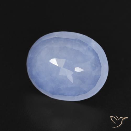 3.04ct طبيعي أزرق بنفسجى عقيق أبيض أو كالسيدونى, بيضوي, شفاف