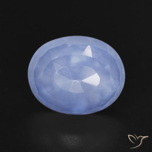 3.32ct طبيعي أزرق أرجوانى عقيق أبيض أو كالسيدونى, بيضوي, شفاف