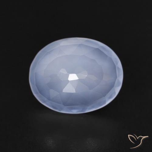 2.52ct طبيعي أزرق أرجوانى عقيق أبيض أو كالسيدونى, بيضوي, شفاف