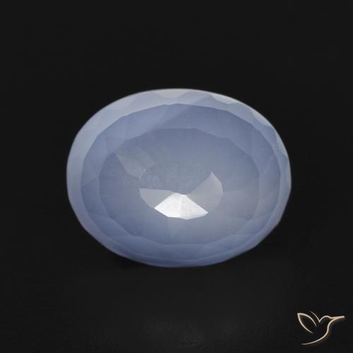 2.78ct طبيعي أزرق أرجوانى عقيق أبيض أو كالسيدونى, بيضوي, شفاف