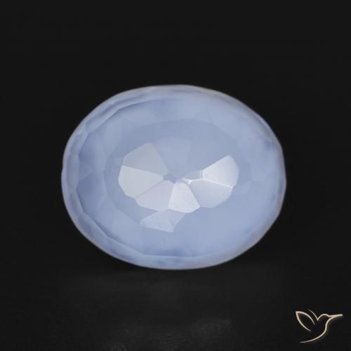 2.71ct طبيعي أزرق أرجوانى عقيق أبيض أو كالسيدونى, بيضوي, شفاف