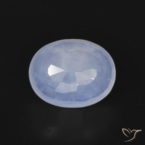 2.71ct طبيعي أزرق أرجوانى عقيق أبيض أو كالسيدونى, بيضوي, شفاف