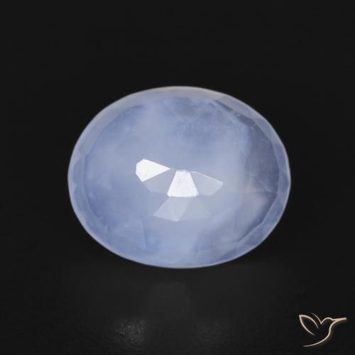 2.57ct طبيعي أزرق أرجوانى فاتح عقيق أبيض أو كالسيدونى, بيضوي, شفاف