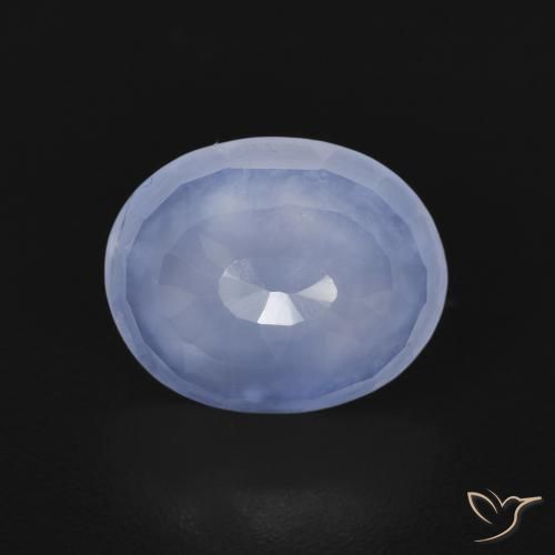 2.35ct طبيعي أزرق أرجوانى عقيق أبيض أو كالسيدونى, بيضوي, شفاف