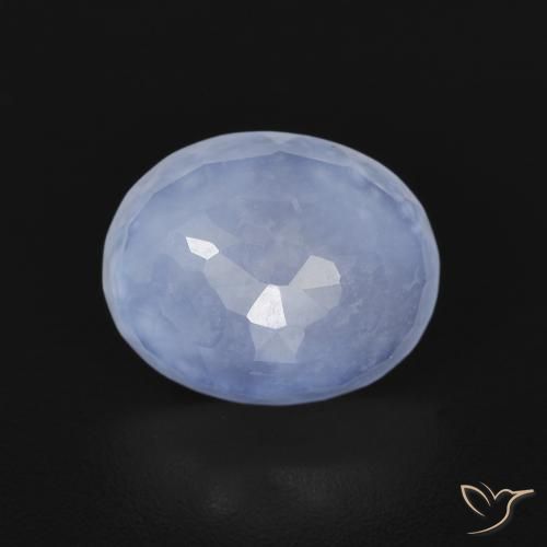 2.34ct طبيعي أزرق أرجوانى عقيق أبيض أو كالسيدونى, بيضوي, شفاف