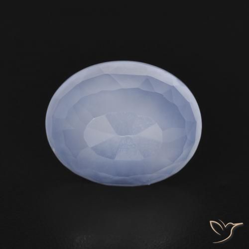 2.66ct طبيعي أزرق أرجوانى عقيق أبيض أو كالسيدونى, بيضوي, شفاف