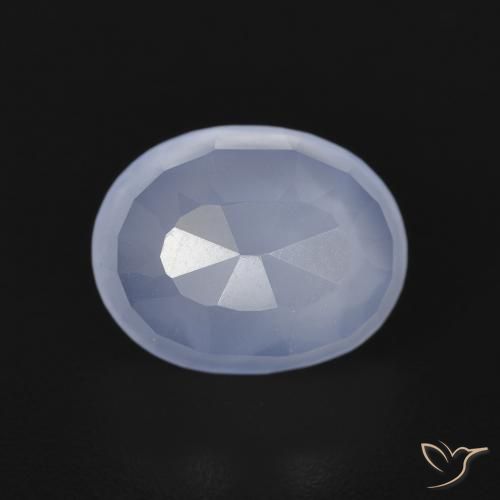 2.70ct طبيعي أزرق أرجوانى عقيق أبيض أو كالسيدونى, بيضوي, شفاف