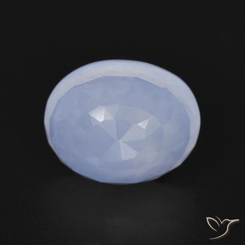 3.00ct طبيعي أزرق أرجوانى عقيق أبيض أو كالسيدونى, بيضوي, شفاف
