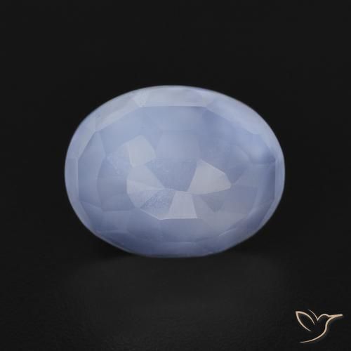 2.56ct طبيعي أزرق أرجوانى عقيق أبيض أو كالسيدونى, بيضوي, شفاف