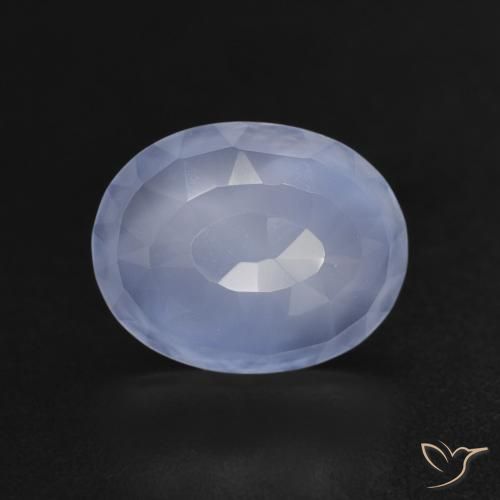 2.54ct طبيعي أزرق أرجوانى عقيق أبيض أو كالسيدونى, بيضوي, شفاف