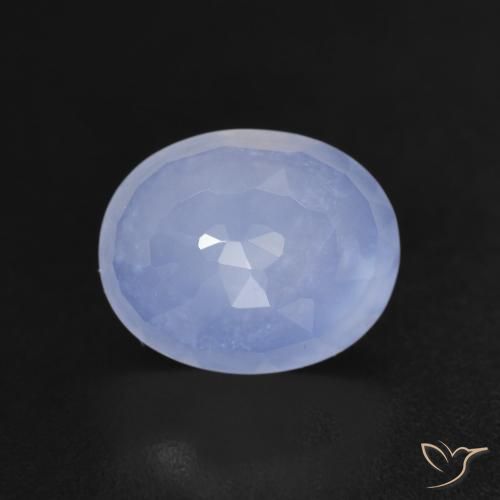2.67ct طبيعي أزرق أرجوانى عقيق أبيض أو كالسيدونى, بيضوي, شفاف