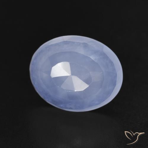2.87ct طبيعي أزرق أرجوانى عقيق أبيض أو كالسيدونى, بيضوي, شفاف