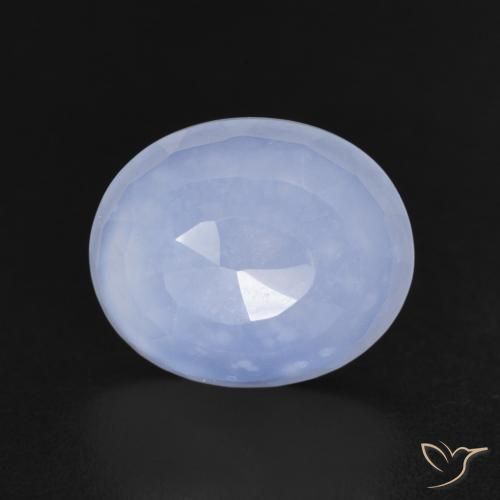 3.46ct طبيعي أزرق بنفسجى عقيق أبيض أو كالسيدونى, بيضوي, شفاف