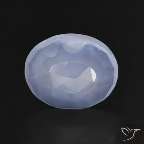 3.44ct طبيعي أزرق أرجوانى عقيق أبيض أو كالسيدونى, بيضوي, شفاف