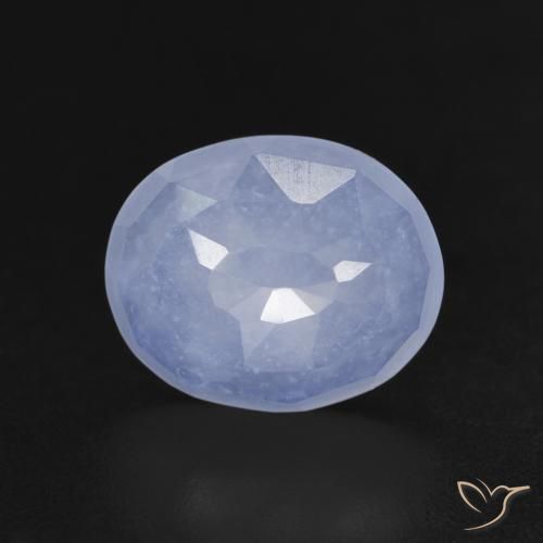 3.40ct طبيعي أزرق أرجوانى عقيق أبيض أو كالسيدونى, بيضوي, شفاف