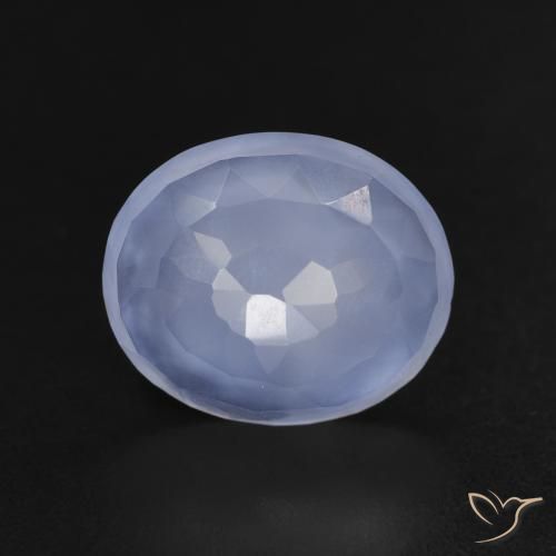 3.05ct طبيعي أزرق أرجوانى عقيق أبيض أو كالسيدونى, بيضوي, شفاف
