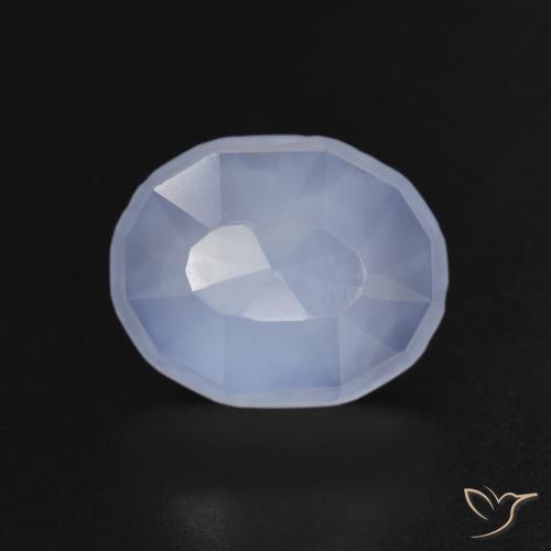 3.22ct طبيعي أزرق أرجوانى عقيق أبيض أو كالسيدونى, بيضوي, شفاف