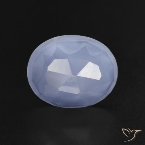 3.60ct طبيعي أزرق أرجوانى عقيق أبيض أو كالسيدونى, بيضوي, شفاف