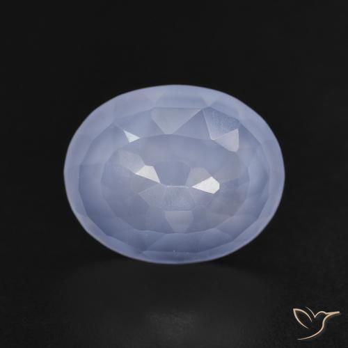 3.32ct طبيعي أزرق أرجوانى عقيق أبيض أو كالسيدونى, بيضوي, شفاف