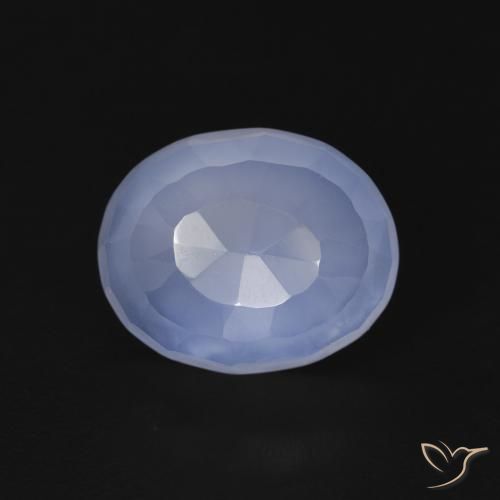 3.54ct طبيعي أزرق أرجوانى عقيق أبيض أو كالسيدونى, بيضوي, شفاف