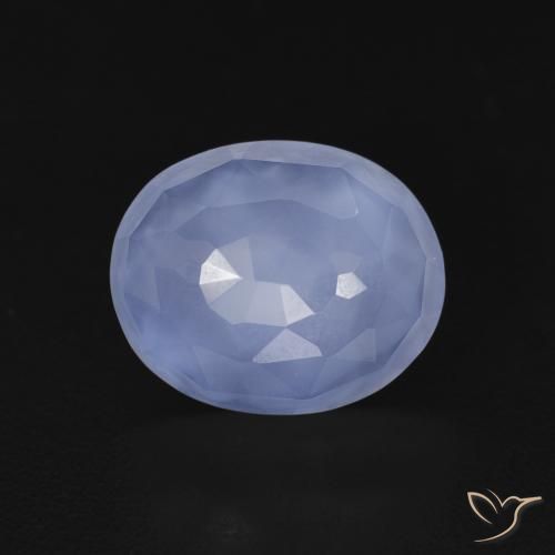 3.42ct طبيعي أزرق أرجوانى عقيق أبيض أو كالسيدونى, بيضوي, شفاف