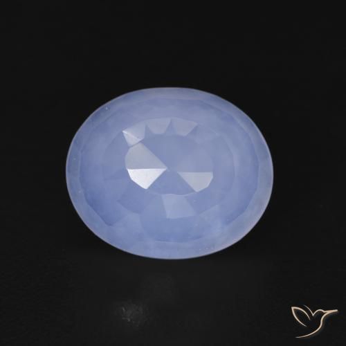 3.56ct طبيعي أزرق أرجوانى عقيق أبيض أو كالسيدونى, بيضوي, شفاف