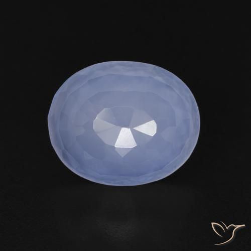 3.34ct طبيعي أزرق أرجوانى عقيق أبيض أو كالسيدونى, بيضوي, شفاف