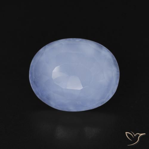 2.98ct طبيعي أزرق أرجوانى عقيق أبيض أو كالسيدونى, بيضوي, شفاف