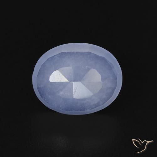2.56ct طبيعي أزرق أرجوانى عقيق أبيض أو كالسيدونى, بيضوي, شفاف