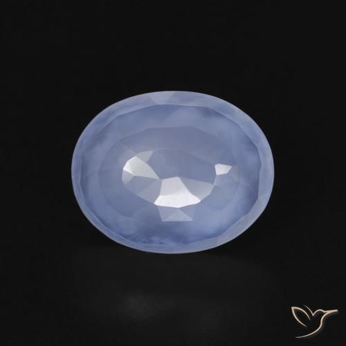 2.45ct طبيعي أزرق أرجوانى عقيق أبيض أو كالسيدونى, بيضوي, شفاف