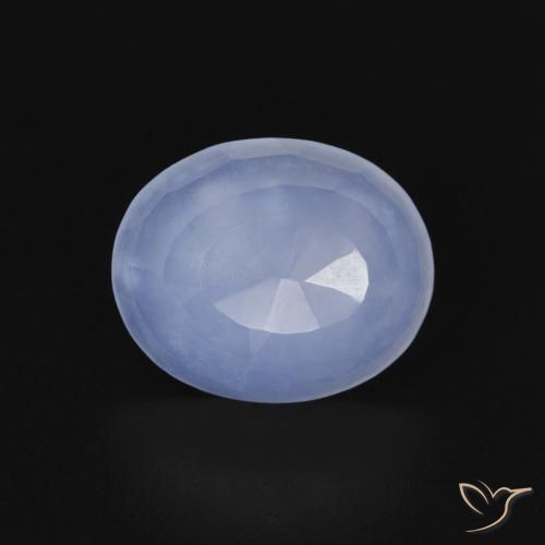 2.47ct طبيعي أزرق أرجوانى عقيق أبيض أو كالسيدونى, بيضوي, شفاف