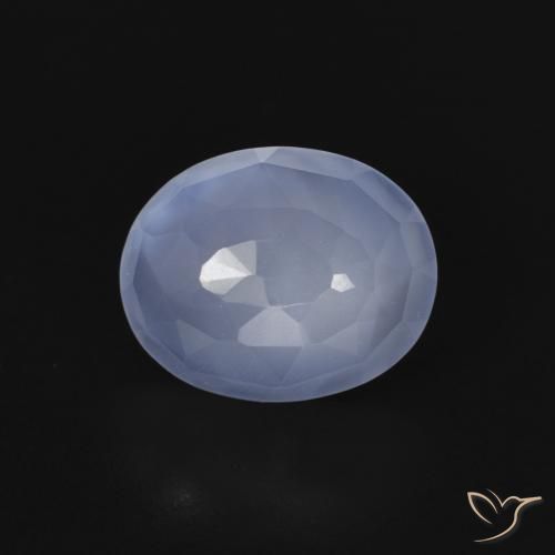 2.75ct طبيعي أزرق أرجوانى عقيق أبيض أو كالسيدونى, بيضوي, شفاف
