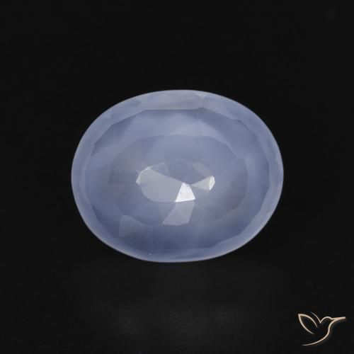 3.11ct طبيعي أزرق أرجوانى عقيق أبيض أو كالسيدونى, بيضوي, شفاف