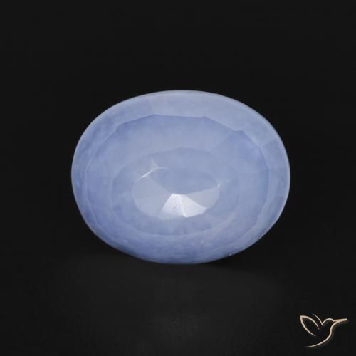 2.66ct طبيعي أزرق أرجوانى عقيق أبيض أو كالسيدونى, بيضوي, شفاف