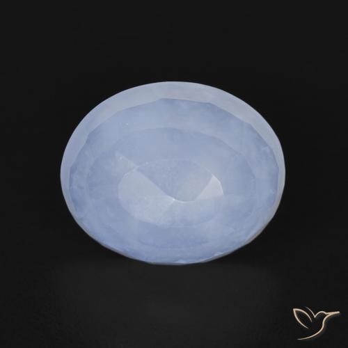 3.37ct طبيعي أزرق أرجوانى عقيق أبيض أو كالسيدونى, بيضوي, شفاف