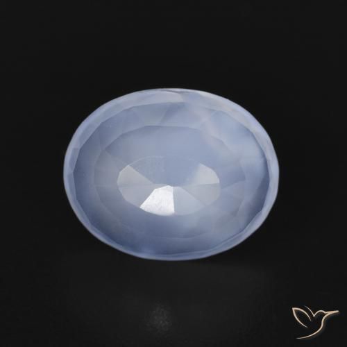 2.40ct طبيعي أزرق أرجوانى عقيق أبيض أو كالسيدونى, بيضوي, شفاف