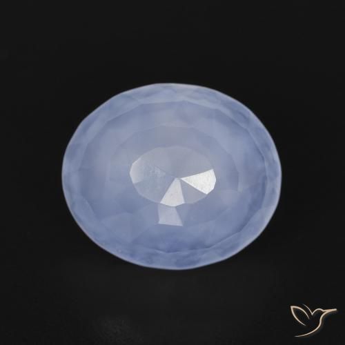 3.14ct طبيعي أزرق أرجوانى عقيق أبيض أو كالسيدونى, بيضوي, شفاف