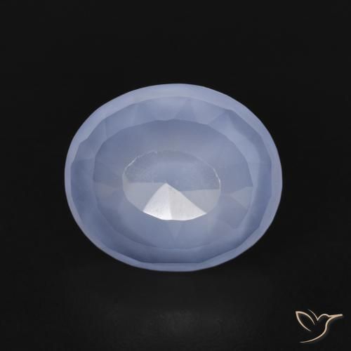 3.03ct طبيعي أزرق أرجوانى عقيق أبيض أو كالسيدونى, بيضوي, شفاف
