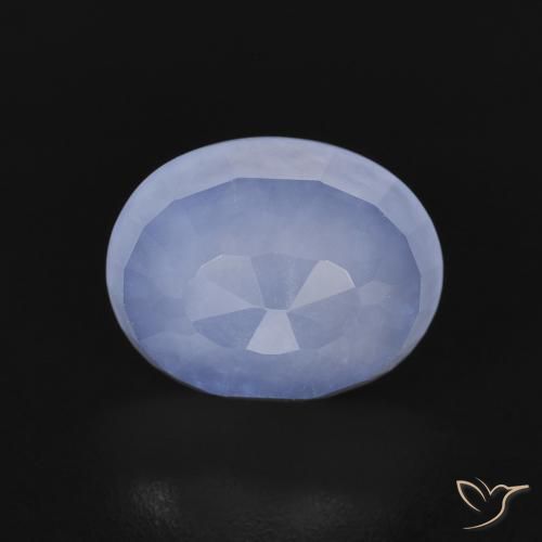 2.61ct طبيعي أزرق أرجوانى عقيق أبيض أو كالسيدونى, بيضوي, شفاف