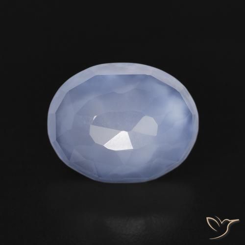 2.57ct طبيعي أزرق أرجوانى عقيق أبيض أو كالسيدونى, بيضوي, شفاف