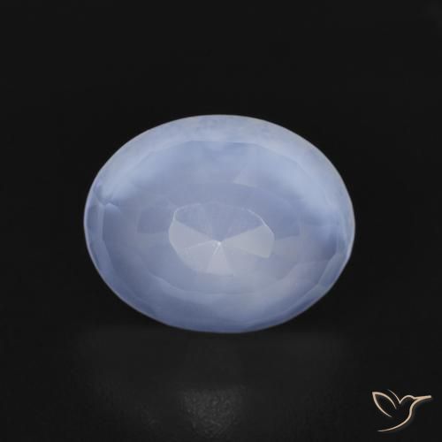 2.50ct طبيعي أزرق أرجوانى عقيق أبيض أو كالسيدونى, بيضوي, شفاف