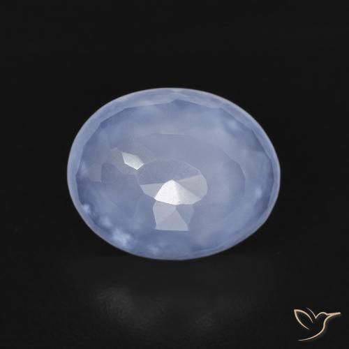 2.34ct طبيعي أزرق أرجوانى عقيق أبيض أو كالسيدونى, بيضوي, شفاف