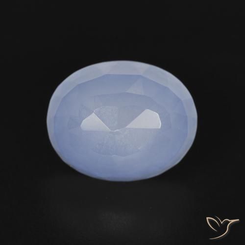 2.77ct طبيعي أزرق أرجوانى عقيق أبيض أو كالسيدونى, بيضوي, شفاف