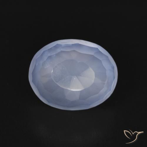 2.63ct طبيعي أزرق أرجوانى عقيق أبيض أو كالسيدونى, بيضوي, شفاف