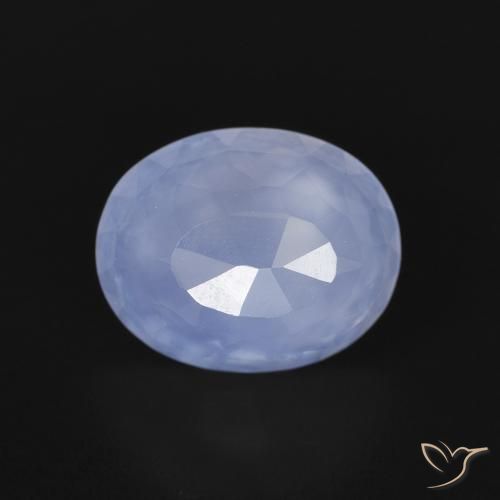 2.76ct طبيعي أزرق أرجوانى عقيق أبيض أو كالسيدونى, بيضوي, شفاف