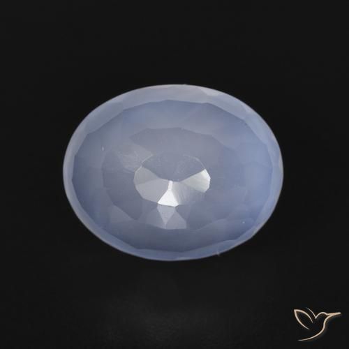 2.73ct طبيعي أزرق أرجوانى عقيق أبيض أو كالسيدونى, بيضوي, شفاف