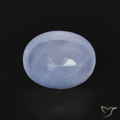 2.73ct طبيعي أزرق أرجوانى عقيق أبيض أو كالسيدونى, بيضوي, شفاف