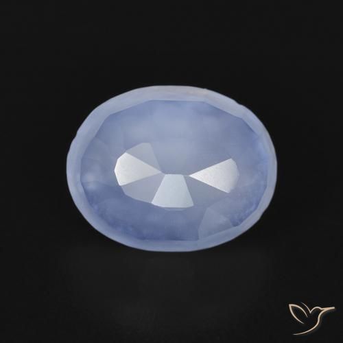 2.56ct طبيعي أزرق أرجوانى عقيق أبيض أو كالسيدونى, بيضوي, شفاف