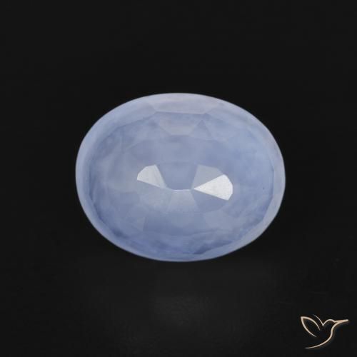 2.70ct طبيعي أزرق أرجوانى عقيق أبيض أو كالسيدونى, بيضوي, شفاف
